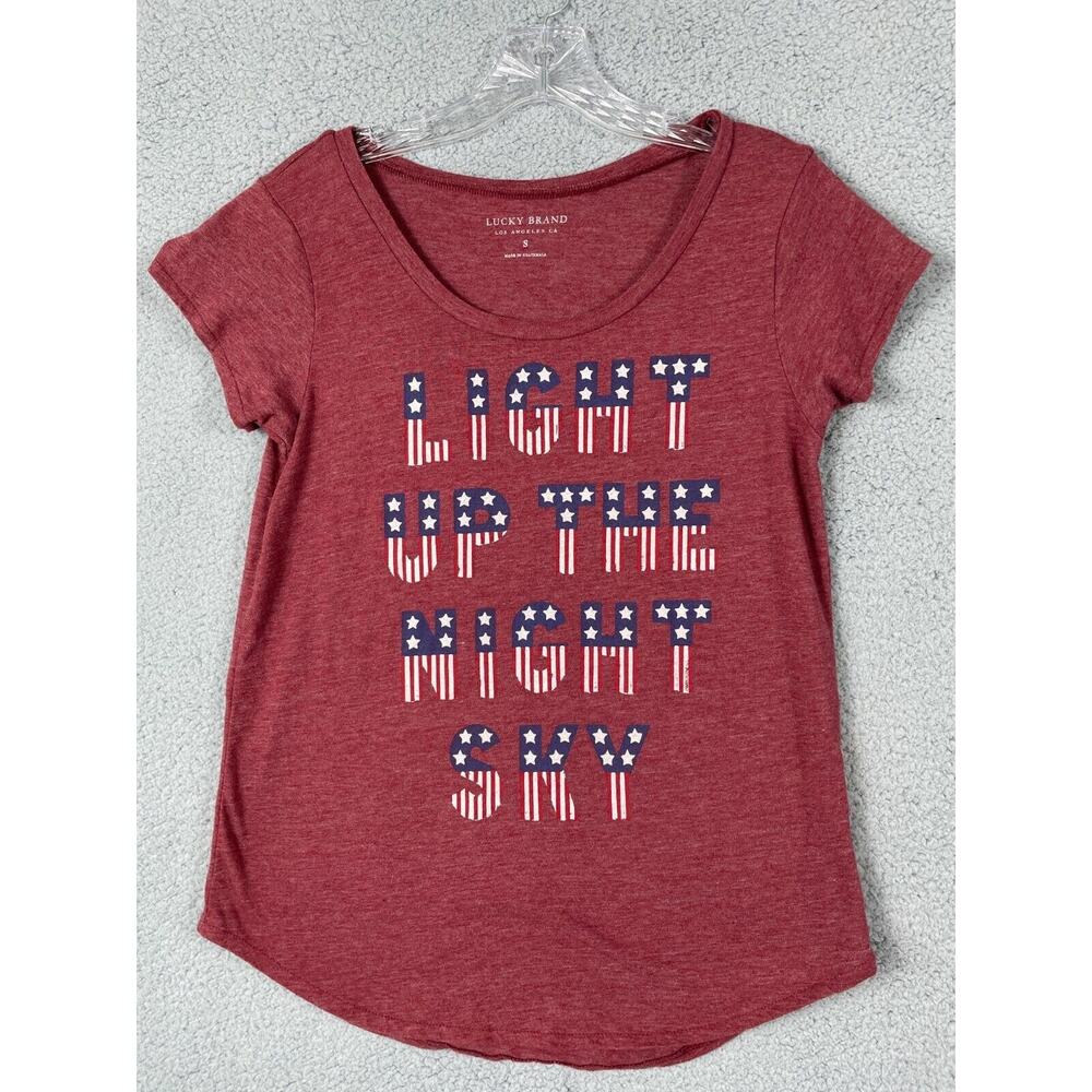 Lucky Brand Freedom Peace Light UP USA Flag T-Shirt Women's S Red White Blue Lot - Picture 2 of 10